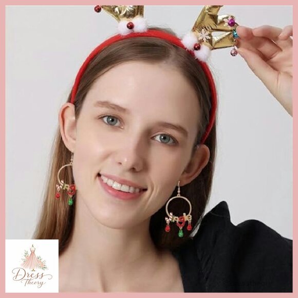 Festive Hoop Earrings with Jingle Bells and Light Bulb Charms - Picture 4 of 6